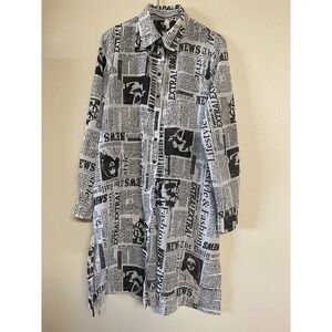 Live 4 Truth Women's Chiffon Newspaper Print Shirt Dress Size S